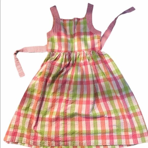 Bonnie Jean Pink Green Seersucker Dress Size 14 - Picture 4 of 12